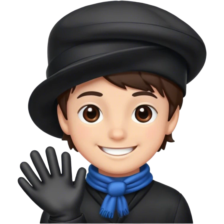smiling boy with hat and gloves emoji