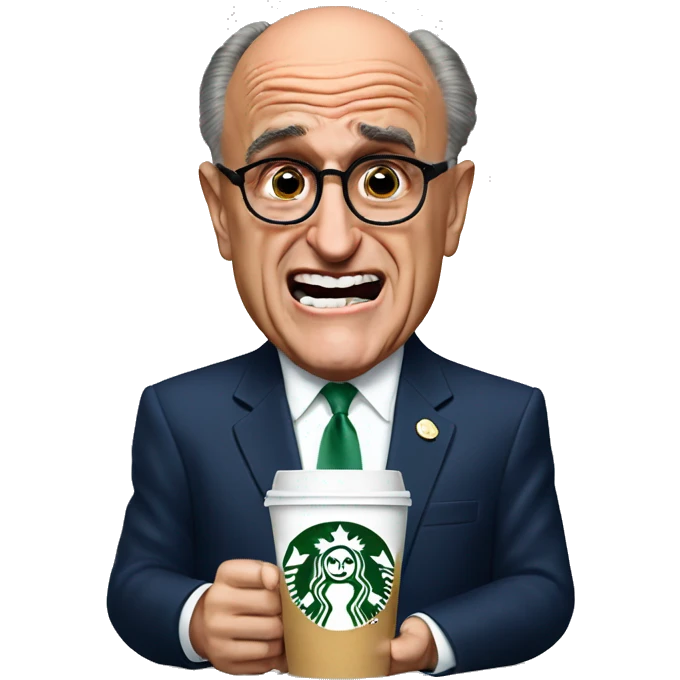 Rudy Giuliani crying with Starbucks emoji