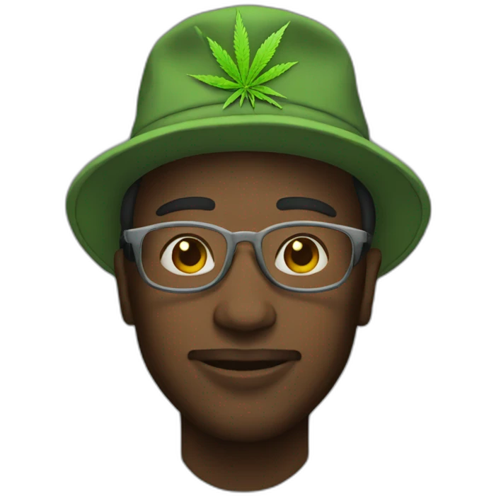 Man with weed bucket hat emoji