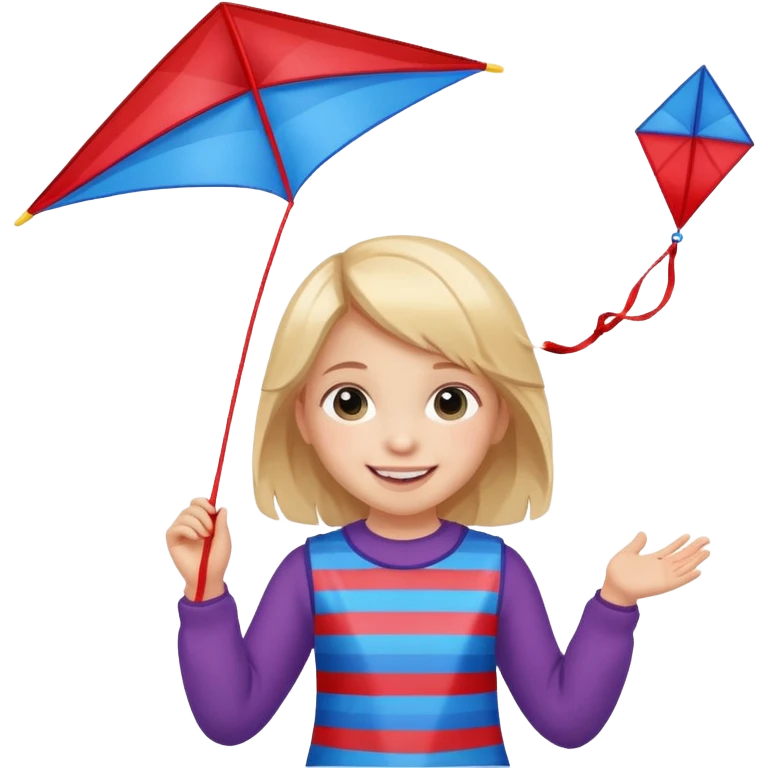 little girl kid with kite emoji