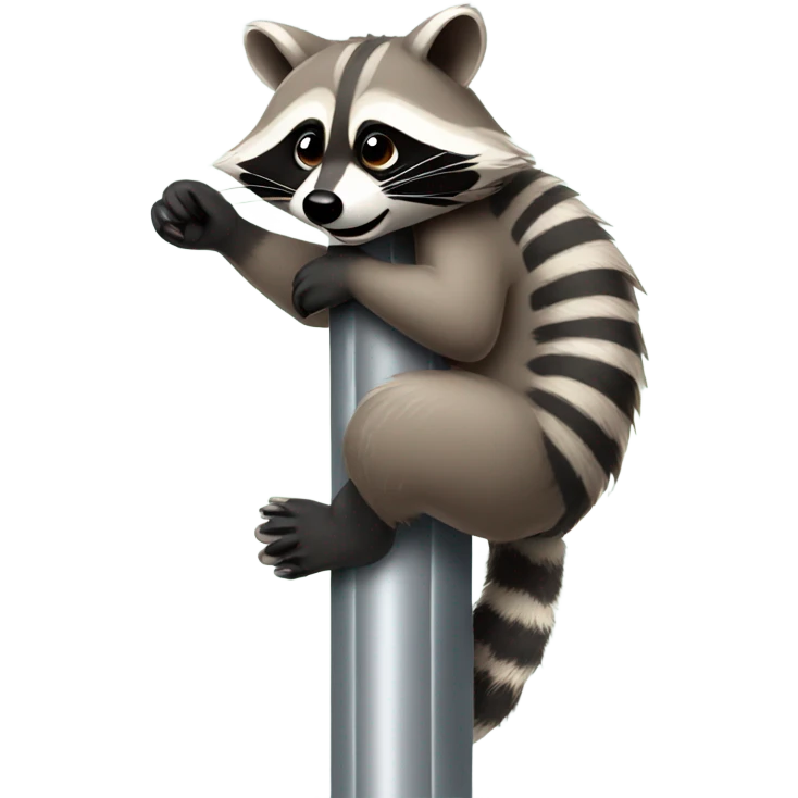 Raccoon sitting on its butt on a plastic pole emoji