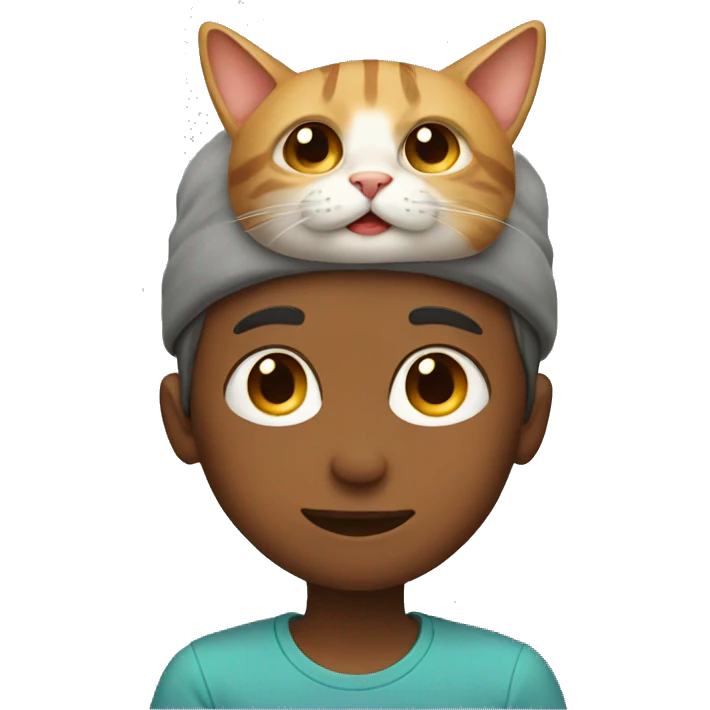 Boy with a cat on his head emoji