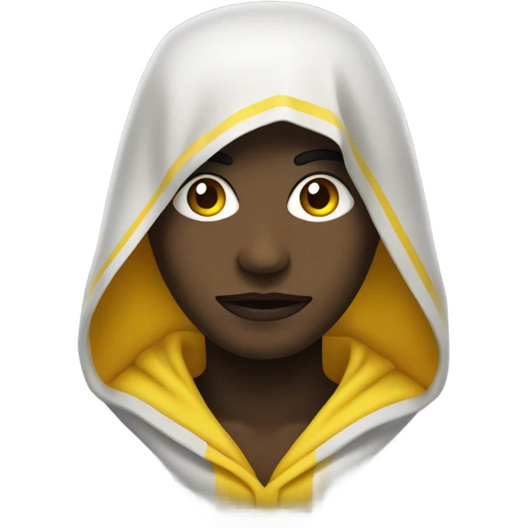 Una persona con máscara negra y capucha amarilla  emoji