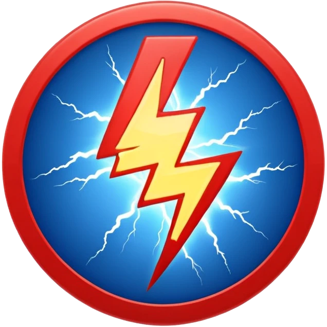 Red and blue lightening in a circle shape with effects like real lightening  emoji