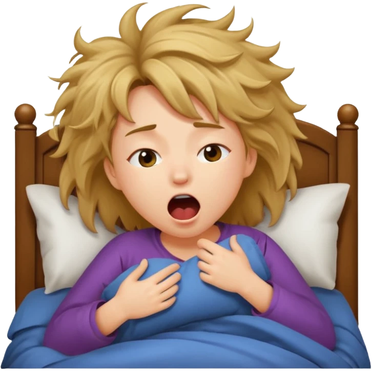 A girl waking up in bed emoji