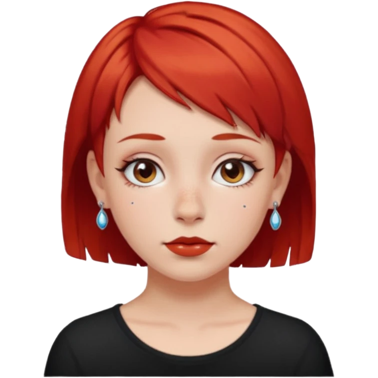 Girl with red short hair with 2 nose piercings emoji