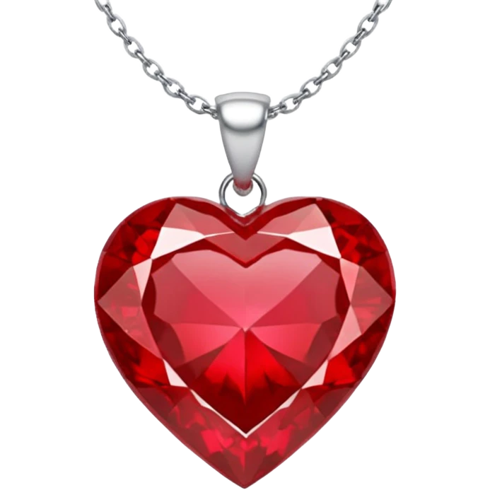 heart ruby pendant with silver chain and white stones emoji