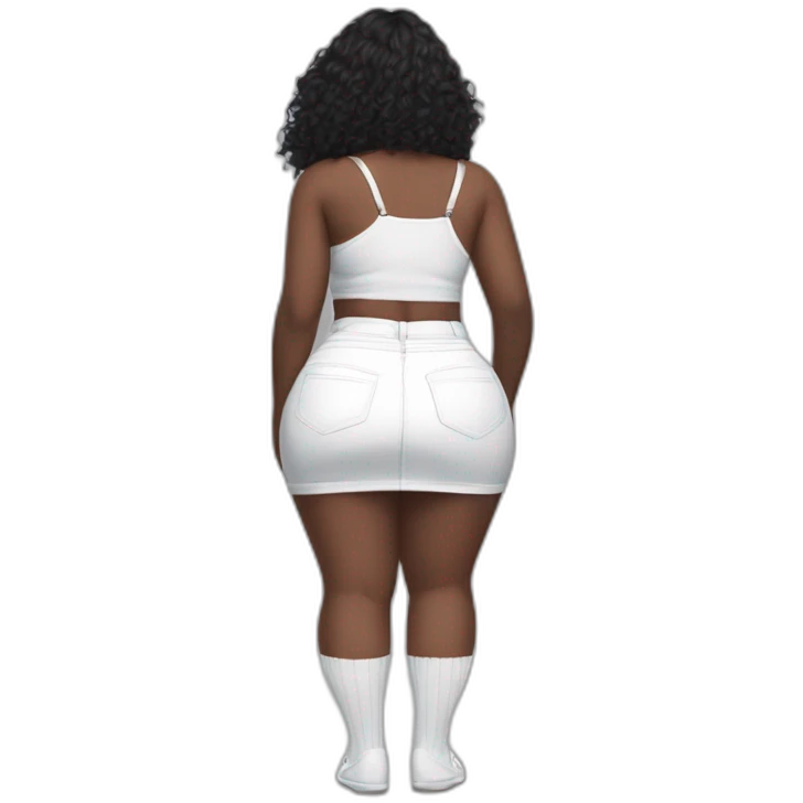 full-body-back-view-curvy-beauty-black-skirt-lifted-by-the-wind-white-knickers and long socks emoji