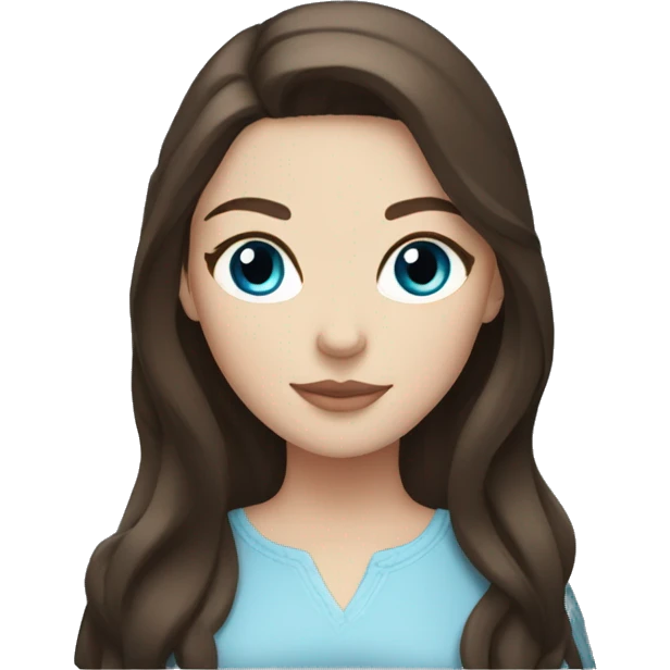 White girl with brunette hair and blue eyes holding a black cat emoji