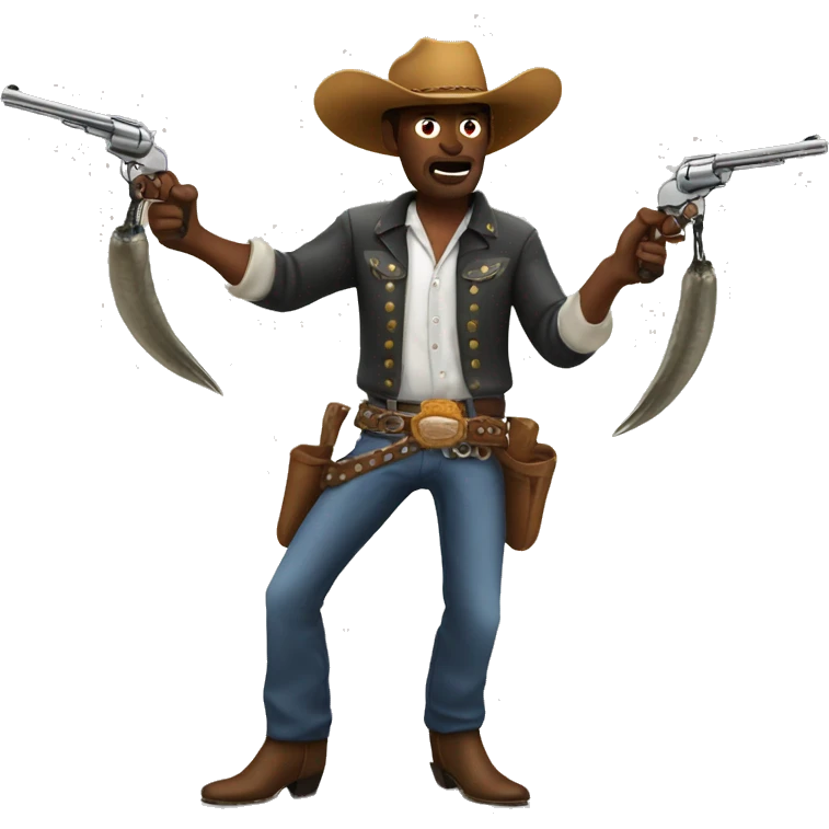 Cowboy using prawns as guns emoji