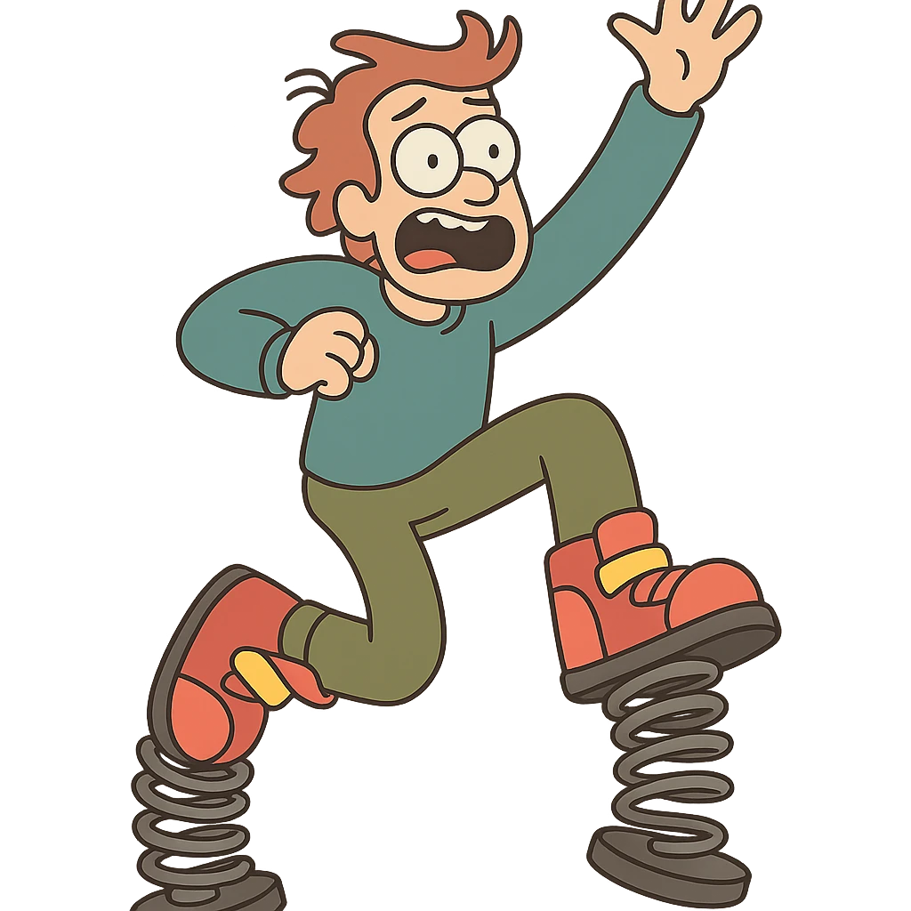 trampoline shoes, cartoon style, exaggerated springs, bright colors emoji