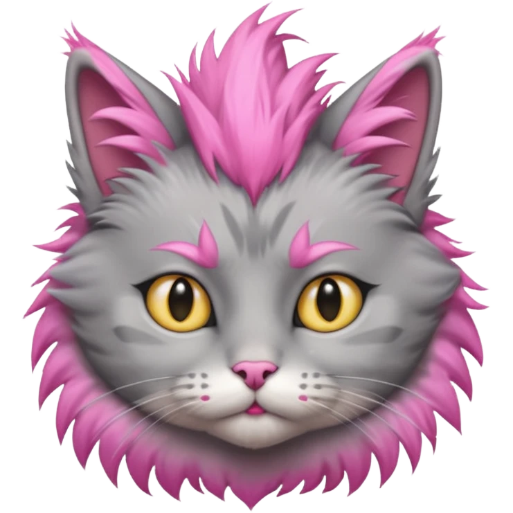 grey cat sitting with pink mohawk emoji