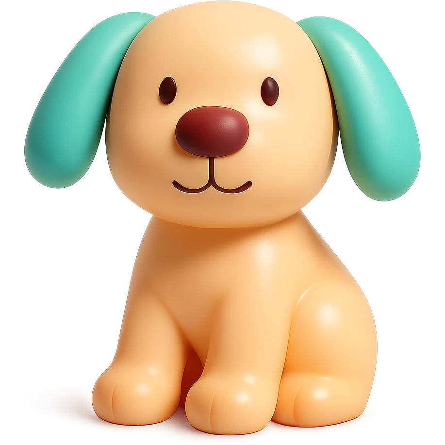 a playful dog with floppy ears vinyl figure style emoji