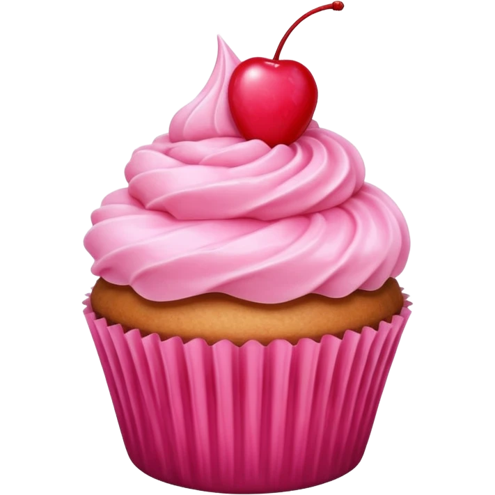 cupcake with pink icing with cherry on top emoji