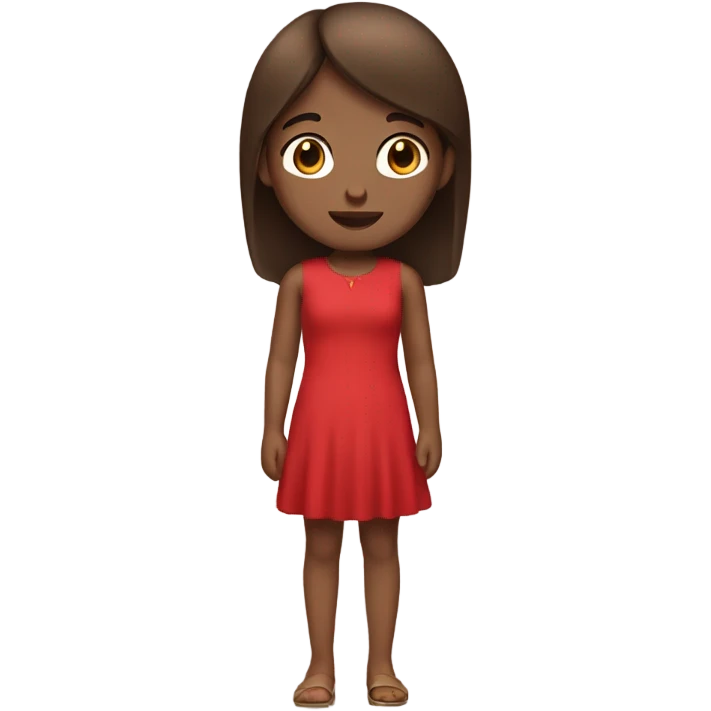 Girl with straight brown hair wearing a red dress emoji