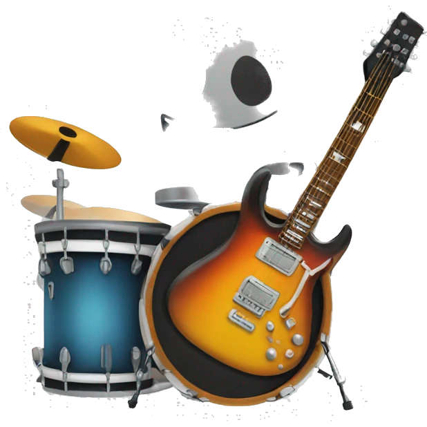 playing rock guitar and drums emoji