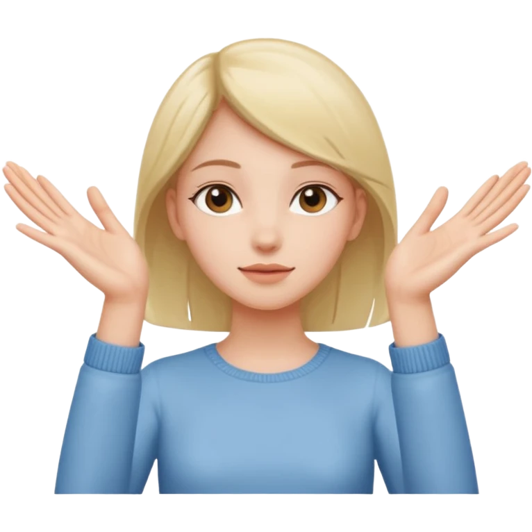 Girl with two hands in front out palms facing upwards  emoji