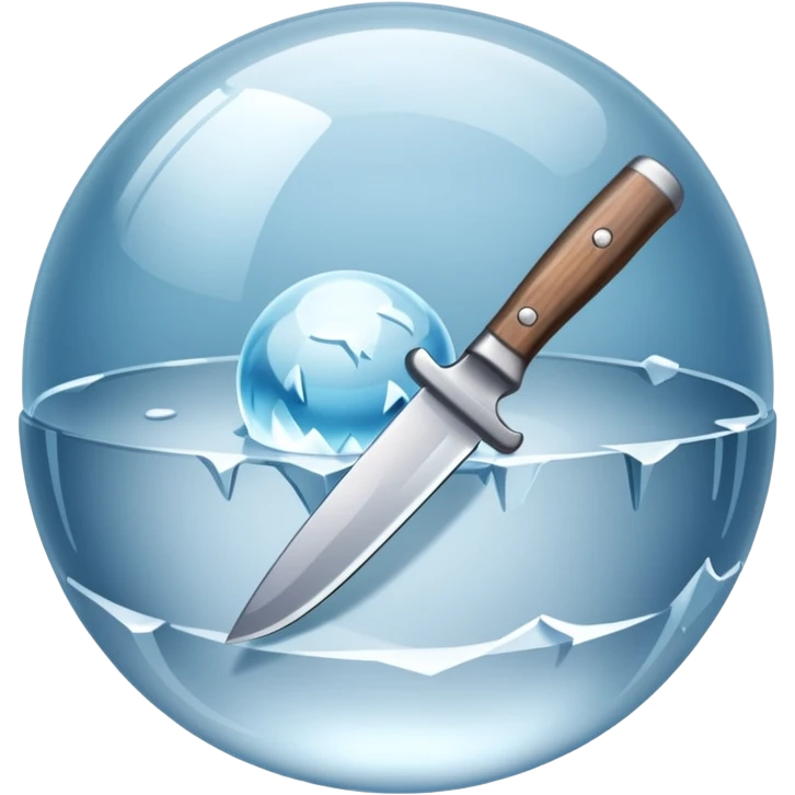 knife stuck in a ice ball emoji