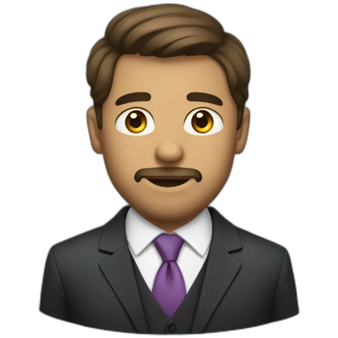 Man with stubble in a business suit loose tie emoji