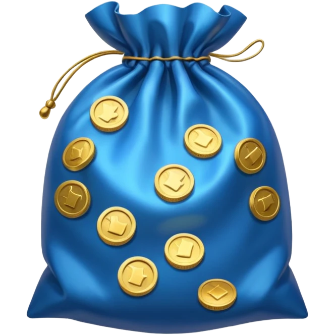 blue coins inside an opened bag  emoji