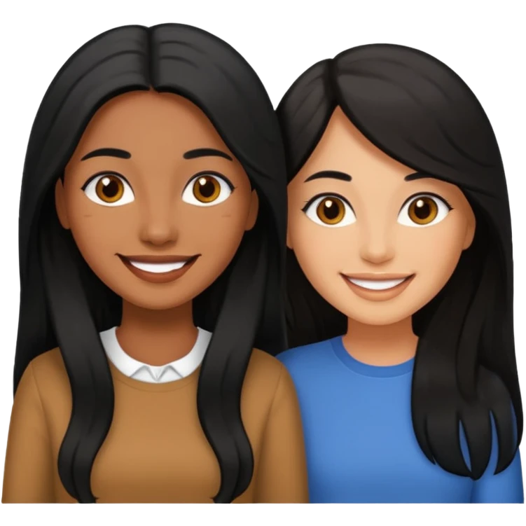 Maestras morenas de cabello negro y largo emoji