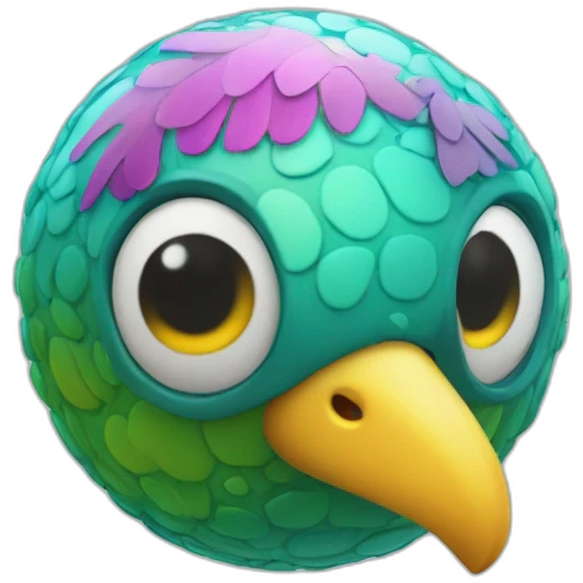 3d sphere with a cartoon wandering water Parrot skin texture with childish eyes emoji