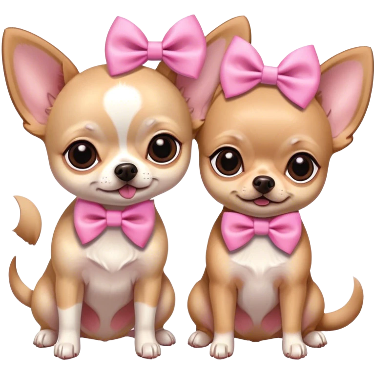Two chihuahuas with pink bows emoji