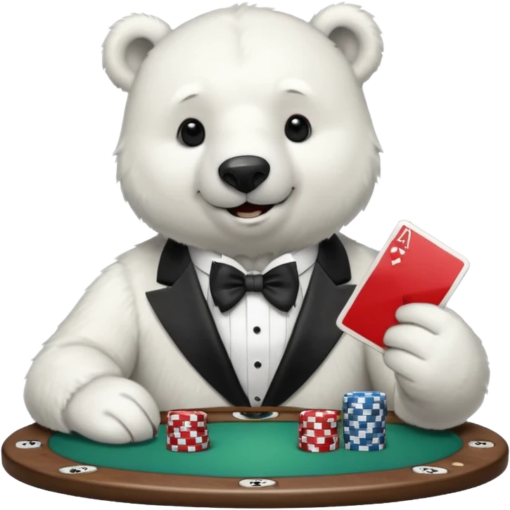 Oso polar millonario jugando emoji