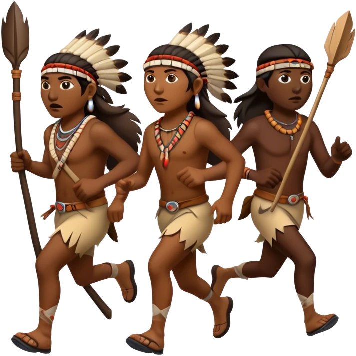 american Indians running with hunting stick emoji