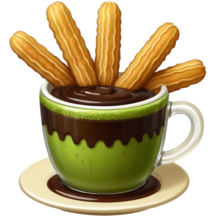 mini churros with chocolate and matcha topping emoji