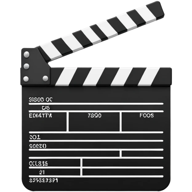 ultra simplified clapperboard, pure geometric abstraction, black and white, absolute minimum details emoji