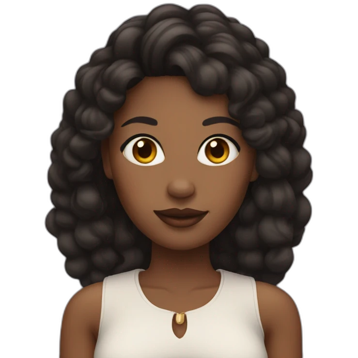 black woman with a round face and long dark hair and hoop earrings emoji