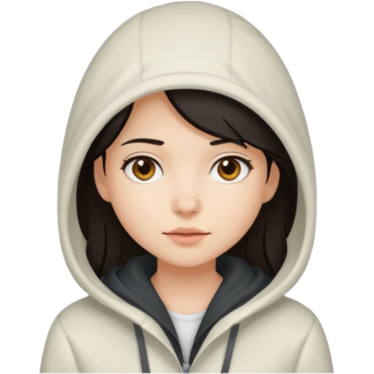 Girl, White Coat with Hoodie  emoji
