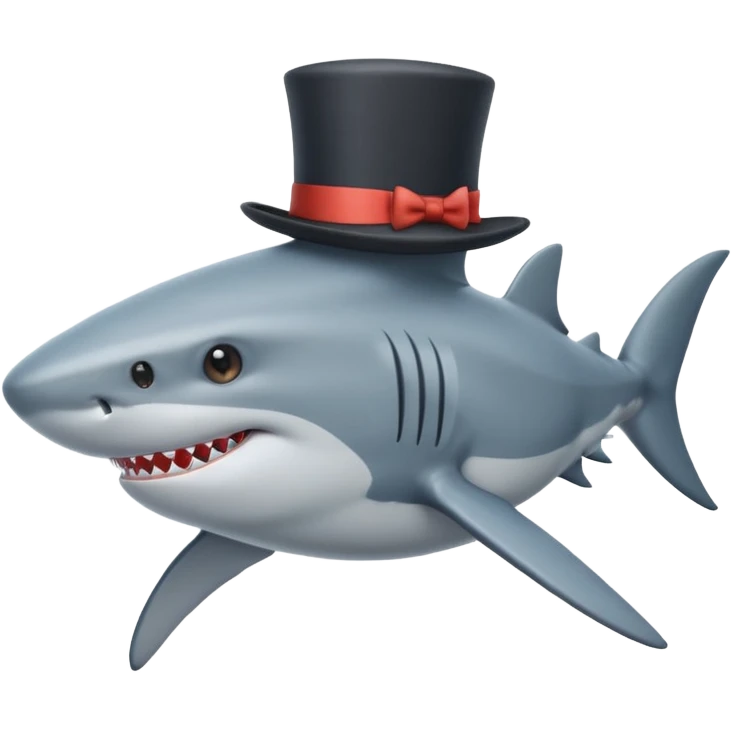 Shark with a top hat emoji