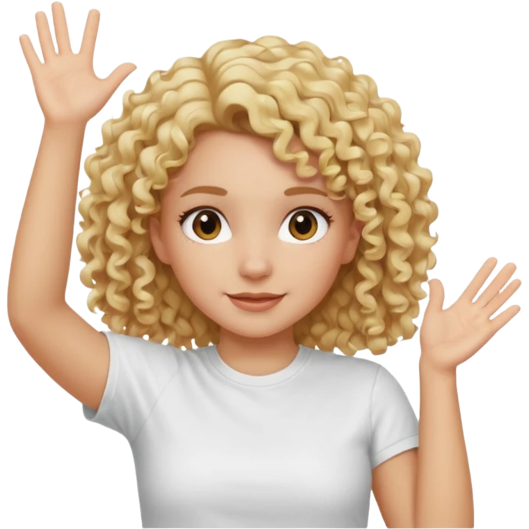 Not guilty hands up smirk girl curly blonde haie emoji