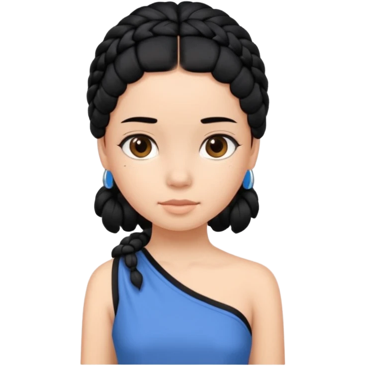 Girl with black braid  on one shoulder that is plain at the head emoji