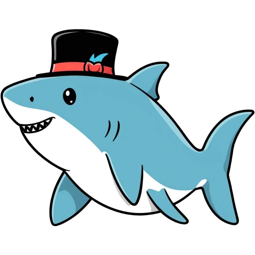 Shark with a top hat emoji