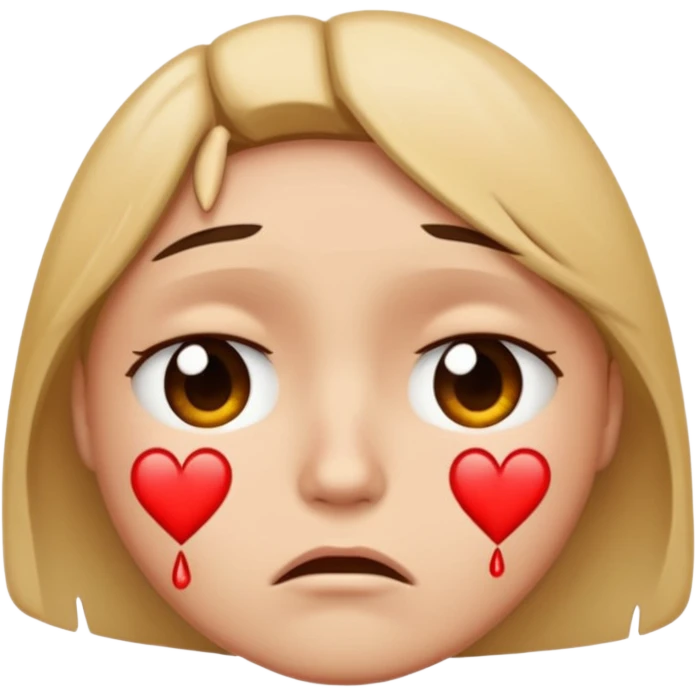 A disappointed face with tears and broken hearts around it emoji