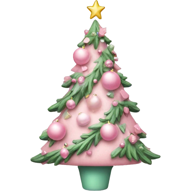 Pastel pink decorated Christmas tree emoji