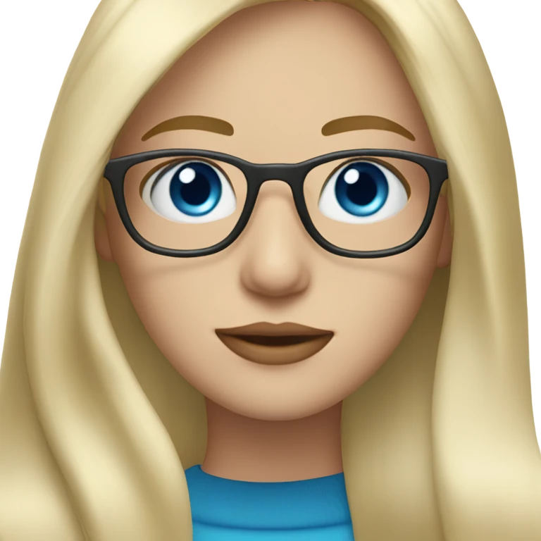 Taylor Light blonde straight hair, blue eyes, glasses  emoji