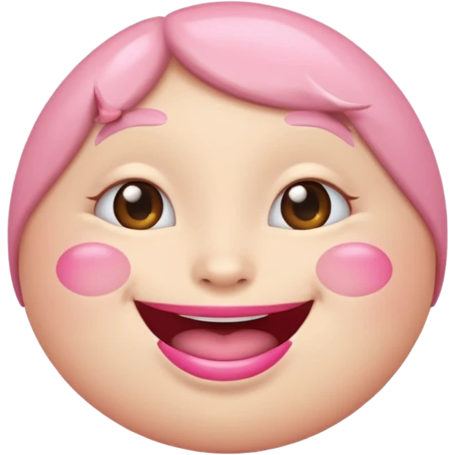 Cute circular emotional emoji with plump light pink lips lipglossed lips emoji