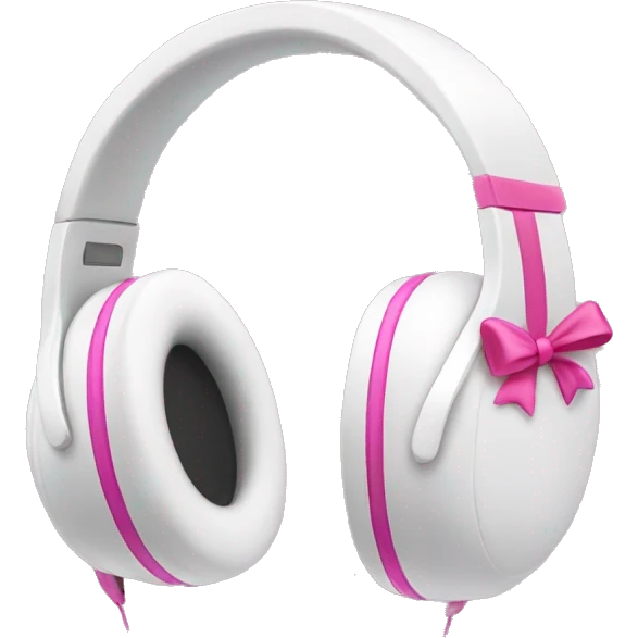 White headphones with pink bows on the side emoji