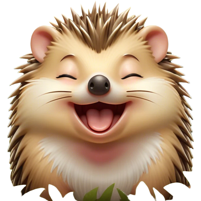 Cinematic Silly Yawning Hedgehog Portrait Emoji, Head tilted with a dramatic, wide-open yawn revealing a tiny, adorable snout and droopy quills, with sleepy, half-closed eyes, Simplified yet irresistibly cute features, highly detailed, glowing with a soft, cozy woodland light, high shine, relaxed yet humorously expressive, stylized with a dash of whimsical forest charm, soft glowing outline, capturing the essence of a drowsy yet endearing hedgehog that appears ready to stretch and yawn its way into your heart! emoji