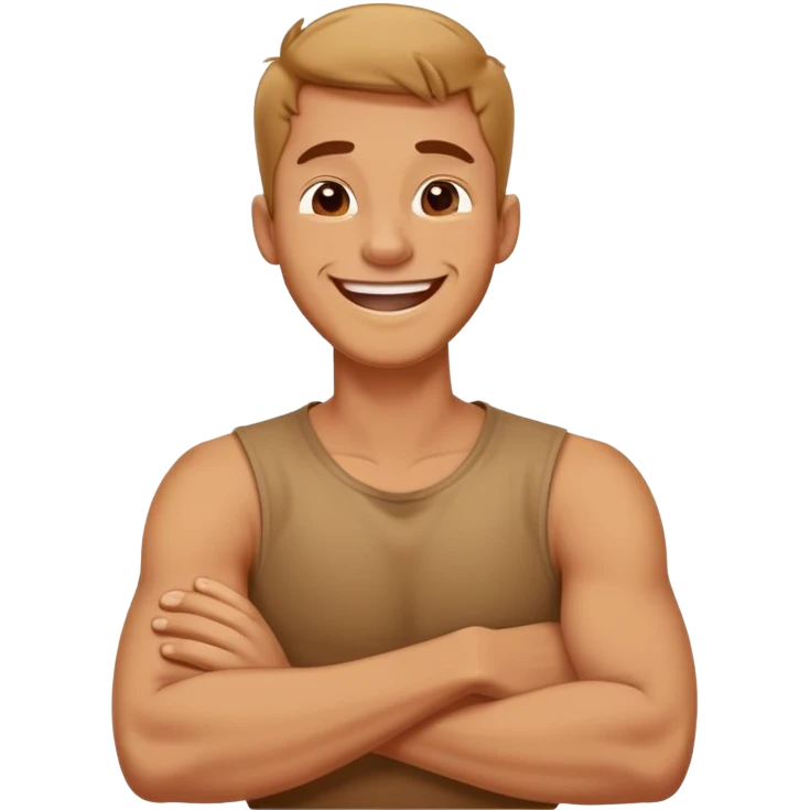 Arms crossed holding neck laughing guy emoji