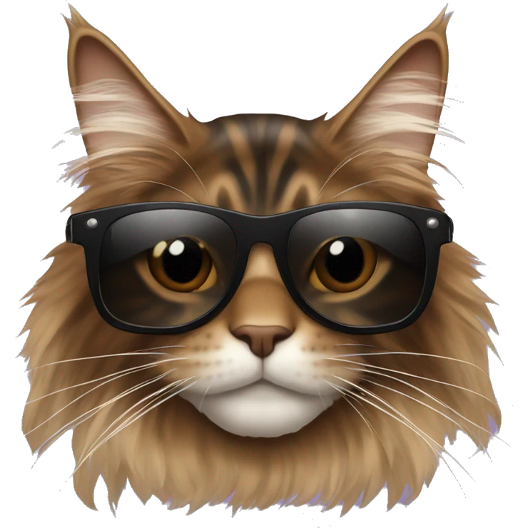 Brown and black Maine Coon with sunglasses  emoji