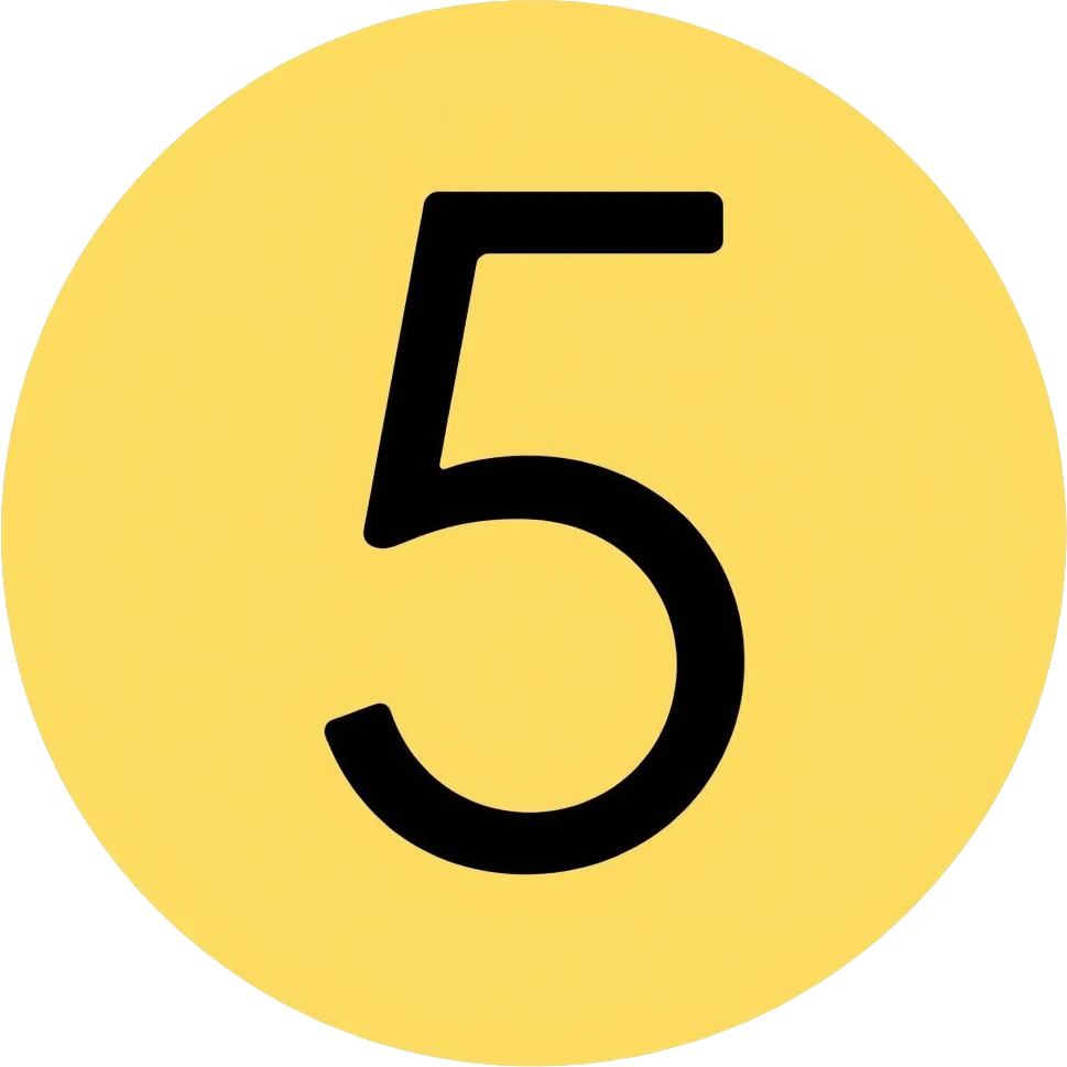 Number 5 on a yellow volumetric background emoji