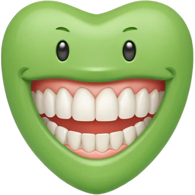 teeth with bright green braces emoji