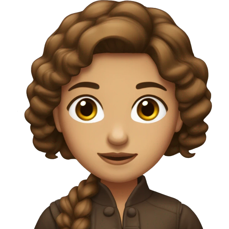chica morena de pelo largo y liso castaño, ojos marrones y ga emoji