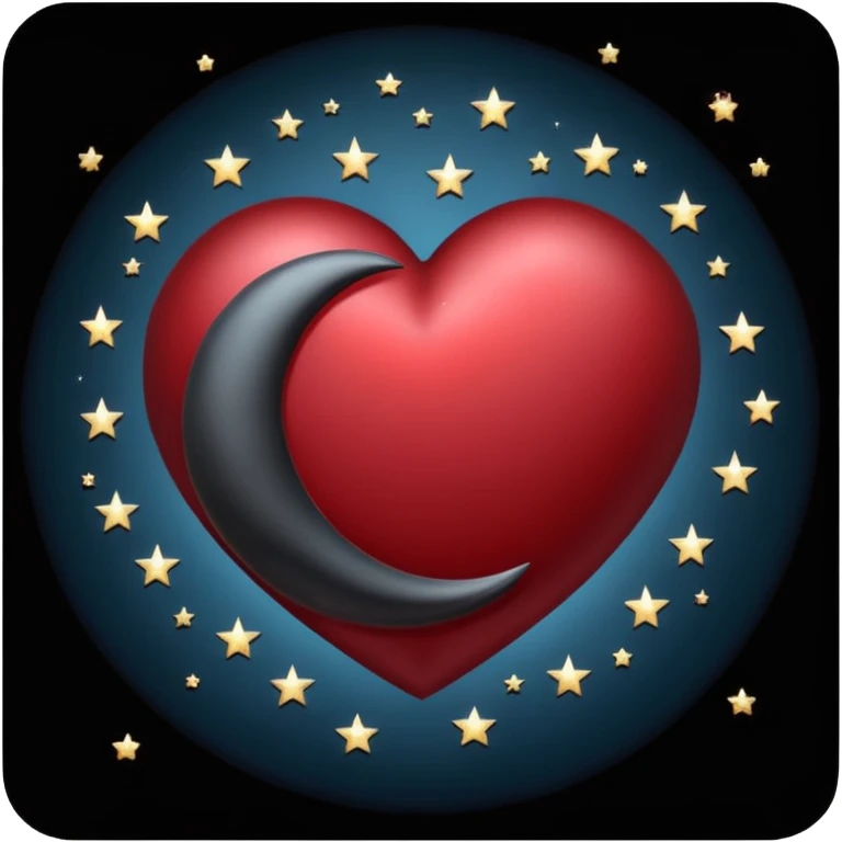 goth heart with a dark moon and stars emoji