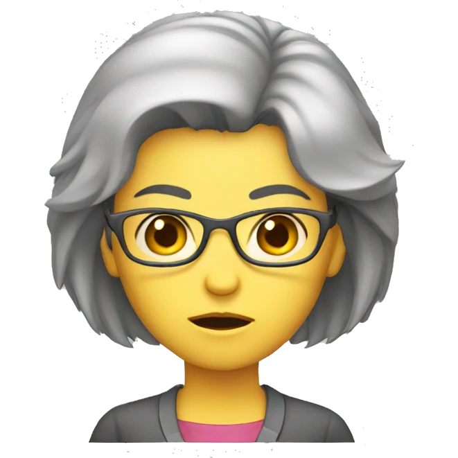 angry teacher female gray only face emoji